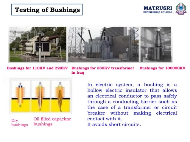 Testing Insulators high voltahe testing(Insulators,Bushings,Circuit breaker).pptx