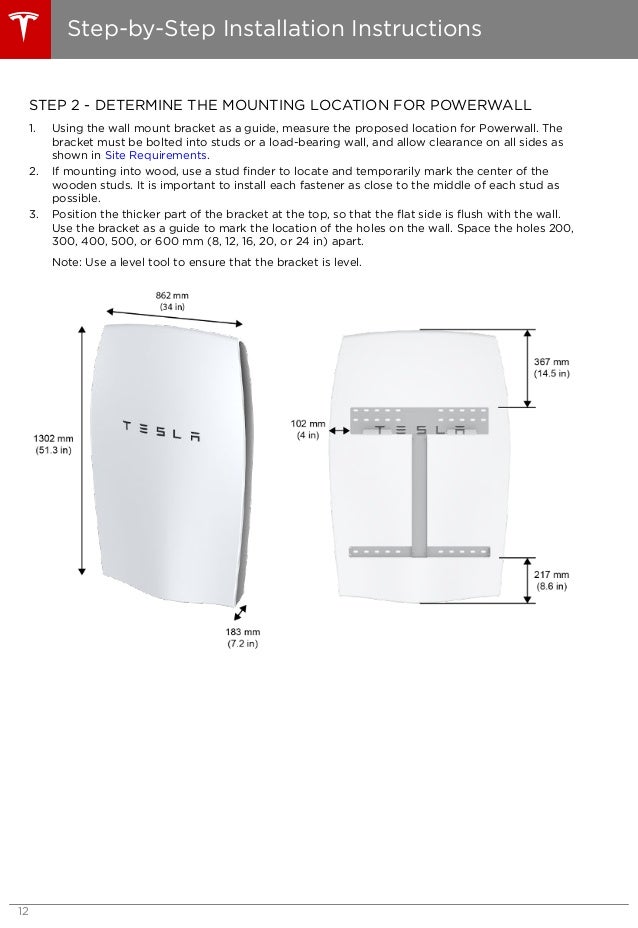 Tesla Powerwall installation manual Tesla Powerwall installation manual