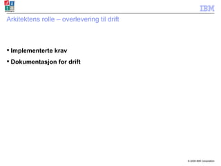 Arkitektens rolle – overlevering til drift Implementerte krav Dokumentasjon for drift 