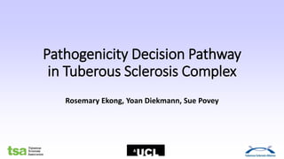Pathogenicity Decision Pathway
in Tuberous Sclerosis Complex
Rosemary Ekong, Yoan Diekmann, Sue Povey
 