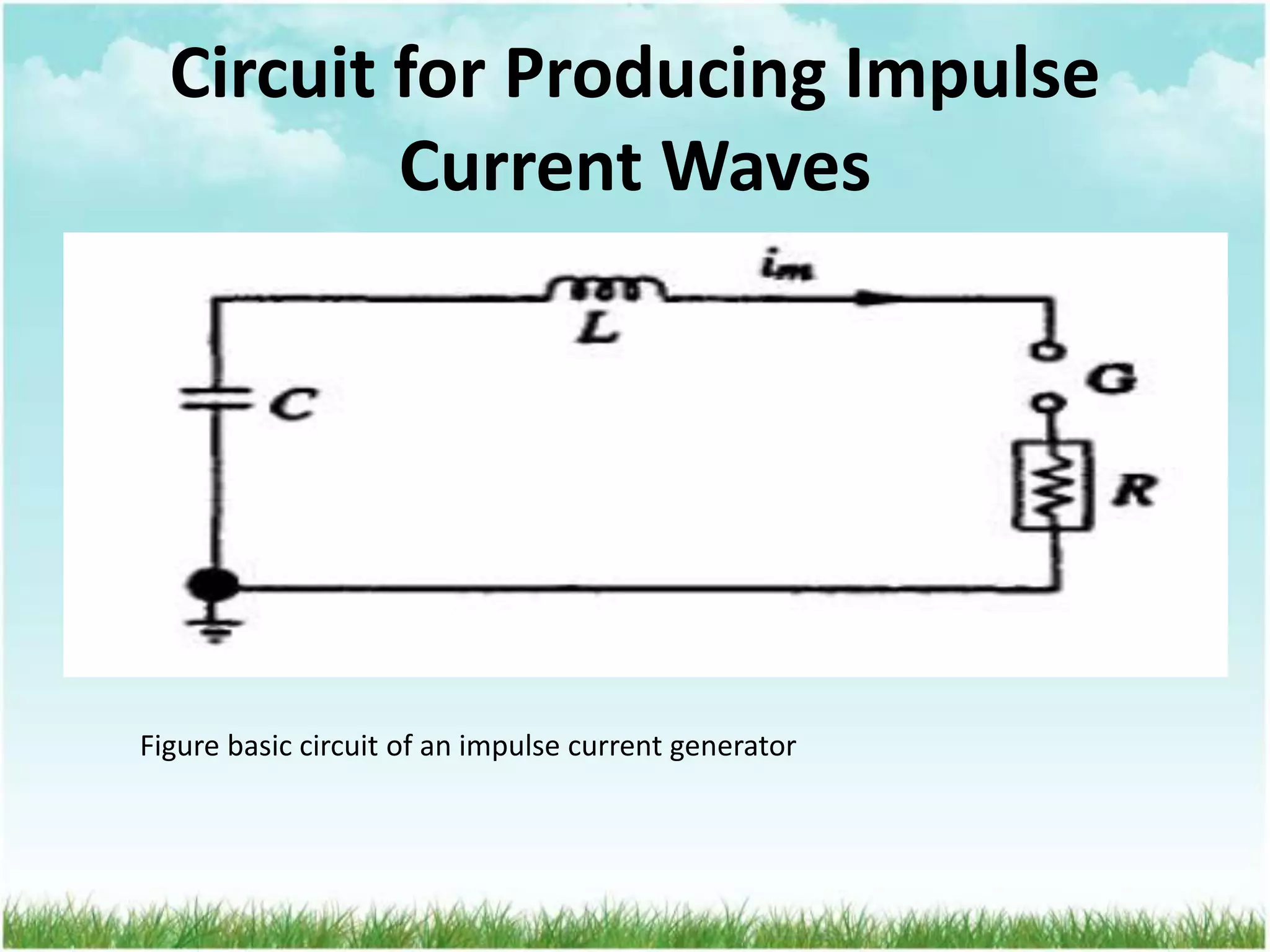 Circuit for Producing Impulse
Current Waves
Figure basic circuit of an impulse current generator
 