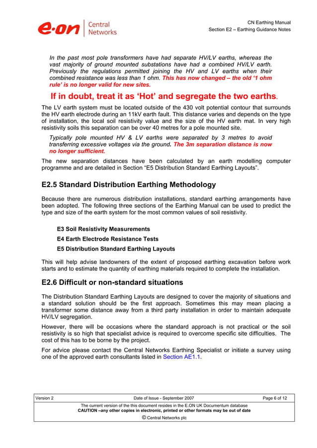 HV Substation Earthing Guide - Central Networks | PDF | Geology | Science