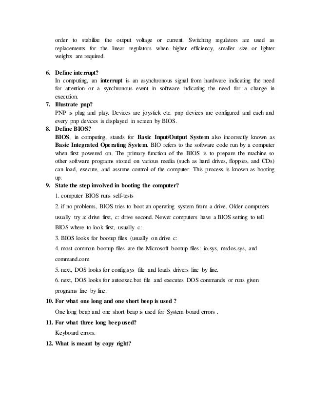 COMPUTER HARDWARE SHORT NOTES