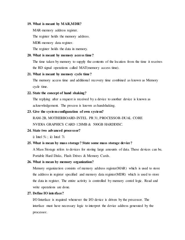 COMPUTER HARDWARE SHORT NOTES