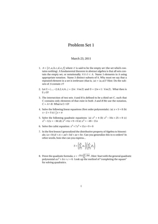 Problem Set 1 | PDF