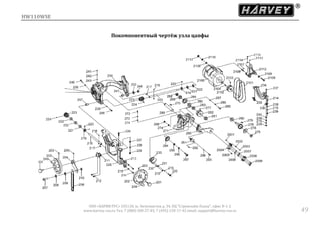 HW110WSE
ООО «ХАРВИ РУС» 105118, ш. Энтузиастов д. 34, БЦ "Стримлайн Плаза", офис В-1-2
www.harvey-rus.ru Тел. 7 (800) 500-27-83, 7 (495) 120-17-42 email: support@harvey-rus.ru 49
Покомпонентный чертёж узла цапфы
 