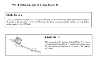 HW3 (4 problems): due on Friday, March 1st.
 