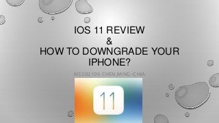 IOS 11 REVIEW
&
HOW TO DOWNGRADE YOUR
IPHONE?
M5202106 CHEN,MING-CHIA
 