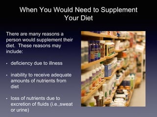 When You Would Need to Supplement
Your Diet
 