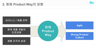 2. ?? Product Way? ??
??
Product
Way
???? / ?? ??
?? ?? ???
????
?? ??? ??
Agile
Strong Product
Culture
 