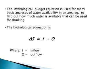 HYDRAULICAL BUDGET AND CATCHMENT AREA | PPTX