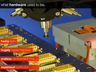 innovators early adopters early majority late majority laggards
2005 2010 2015 2020 2025
and the hardware revolution is just starting.
 