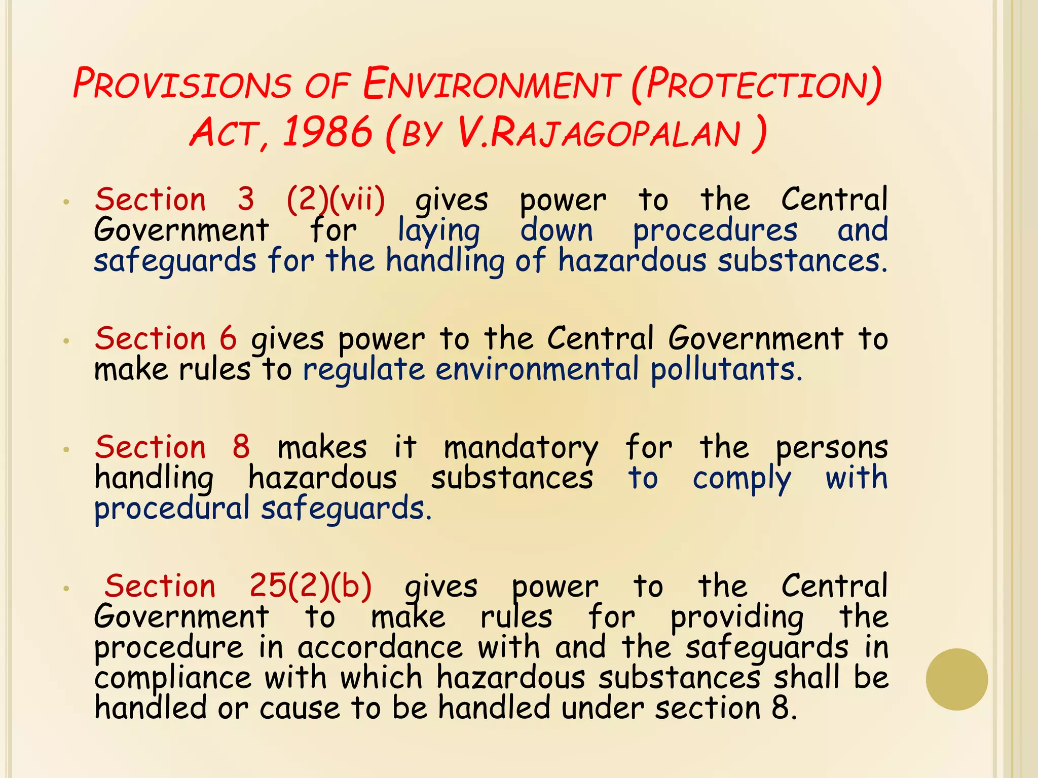 The Hazardous Wastes Management, Handling & Transboundary movement
