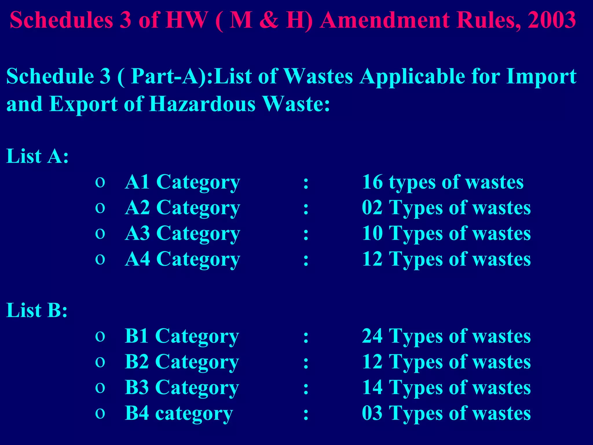 Hazardous waste ( management & handling ) rules, 1989 | PPT