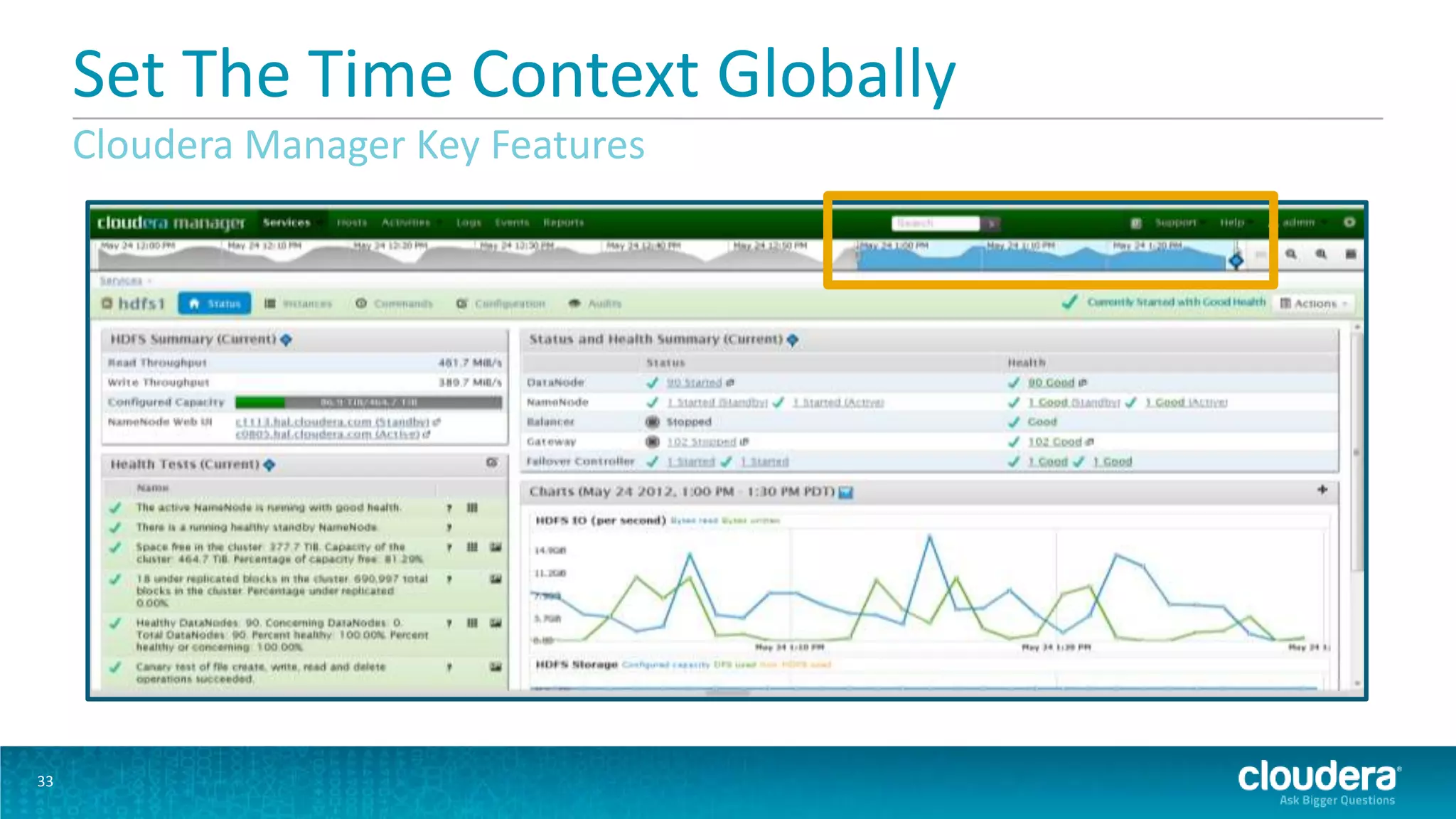Set The Time Context Globally
     Cloudera Manager Key Features




33
 