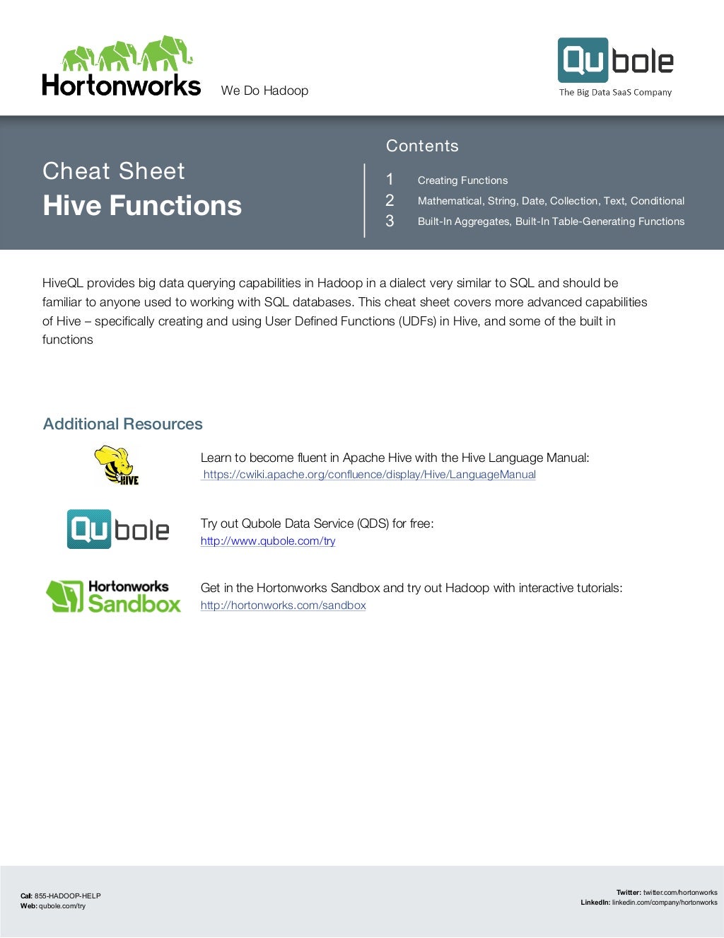Hive Functions Cheat Sheet