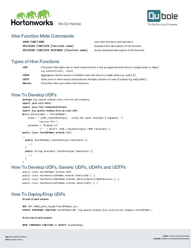Hive Functions Cheat Sheet
