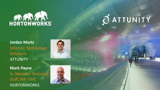 2 ©	Hortonworks	Inc.	2011–2018.	All	rights	reserved
Jordan	Martz
Director,	Technology	
Solutions
ATTUNITY
Mark	Payne
Sr.	Member	Technical	
Staff,	NiFi PMC
HORTONWORKS
 
