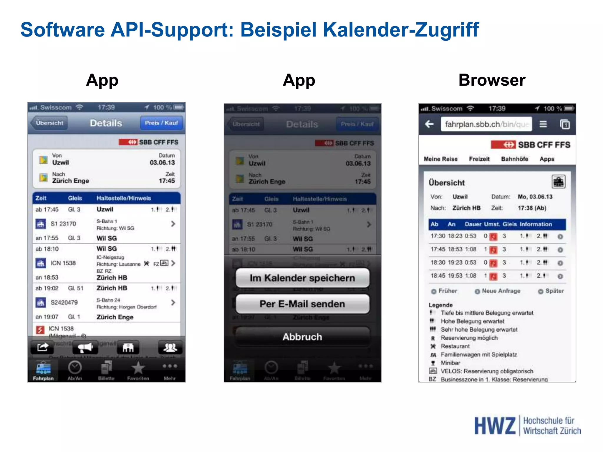 Software API-Support: Beispiel Kalender-Zugriff
BrowserAppApp
 