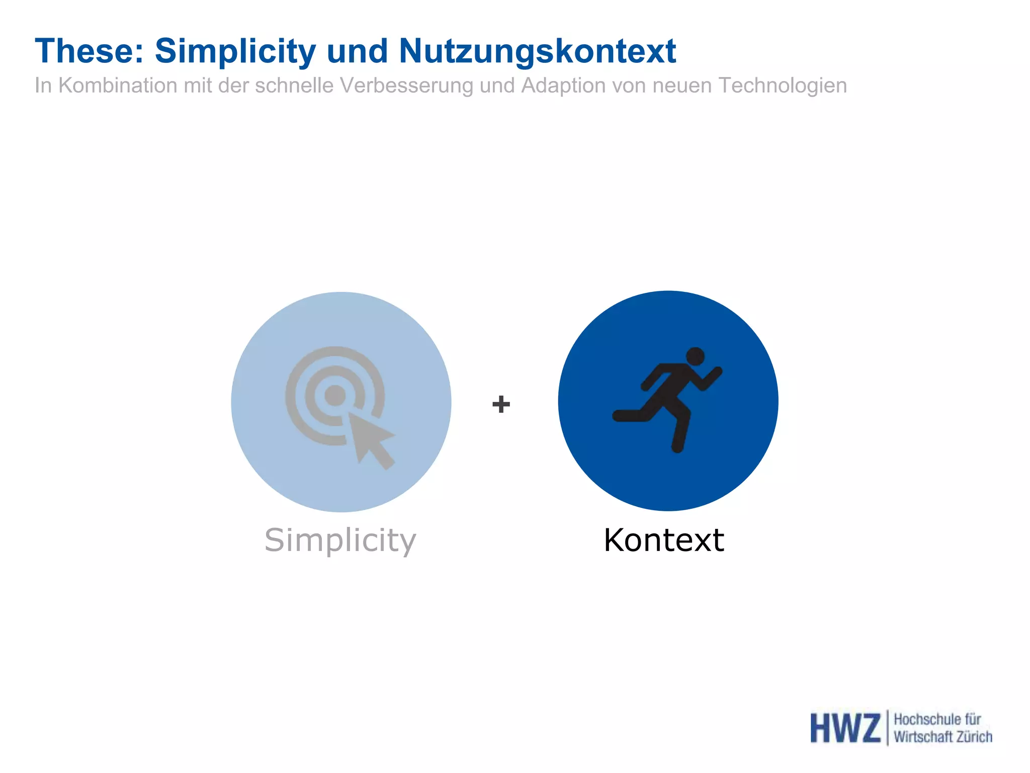 These: Simplicity und Nutzungskontext
+
Simplicity Kontext
In Kombination mit der schnelle Verbesserung und Adaption von neuen Technologien
 