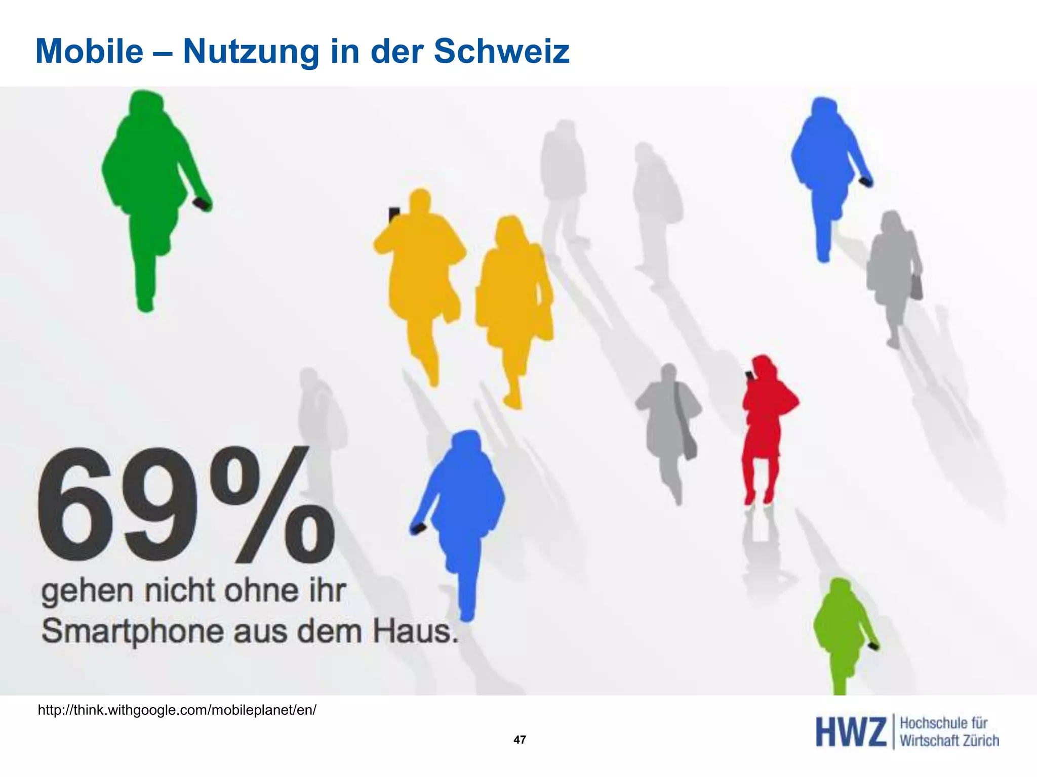 Mobile – Nutzung in der Schweiz
47
http://think.withgoogle.com/mobileplanet/en/
 