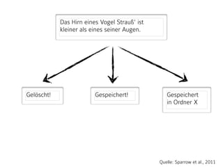 Das Hirn eines Vogel Strauß‘ ist
kleiner als eines seiner Augen.
Gelöscht! Gespeichert! Gespeichert  
in Ordner X
Quelle: Sparrow et al., 2011
 
