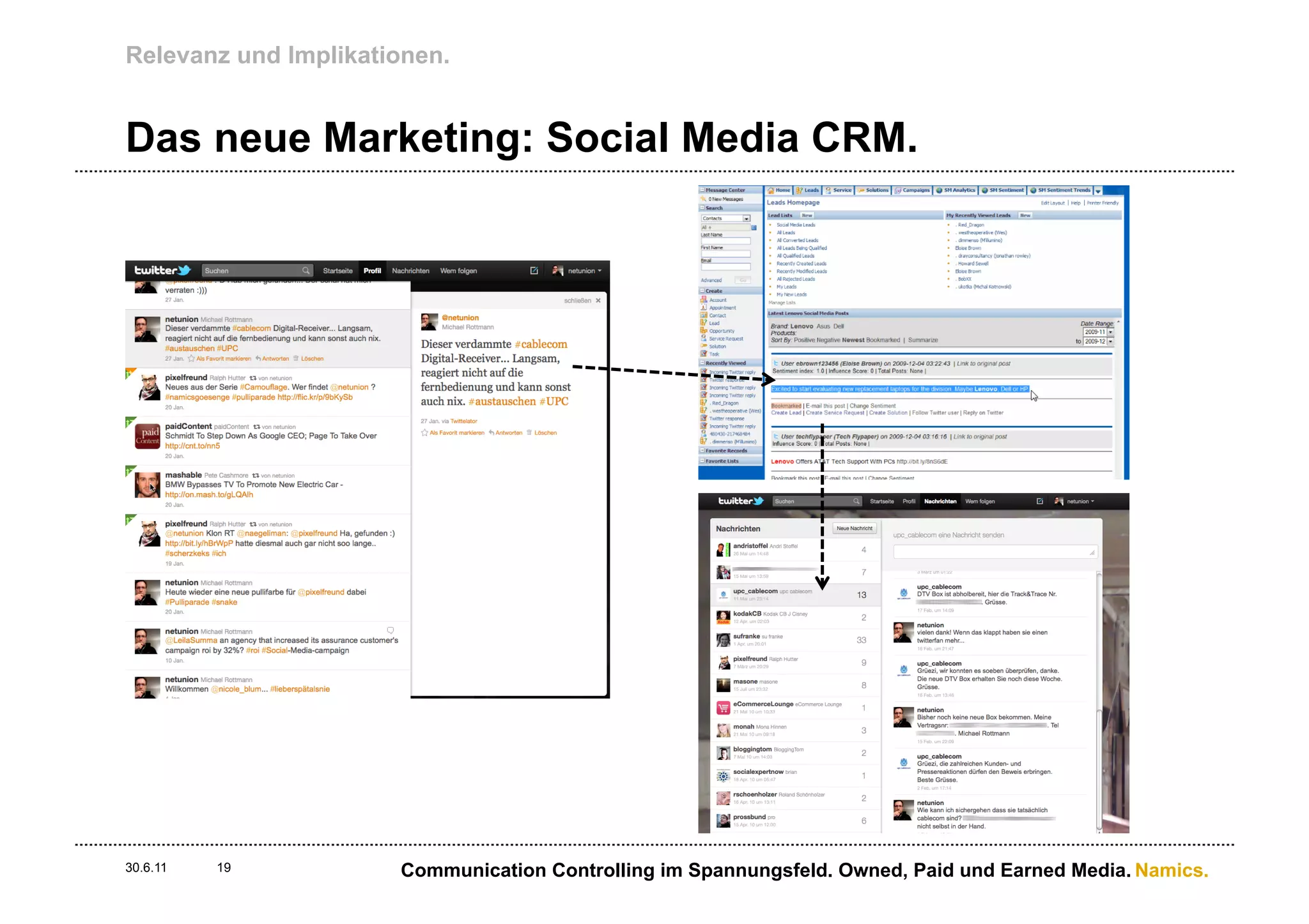 Relevanz und Implikationen.


Das neue Marketing: Social Media CRM.




30.6.11   19          Communication Controlling im Spannungsfeld. Owned, Paid und Earned Media. Namics.
 