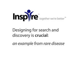 Designing for search and
discovery is crucial:
an example from rare disease
 