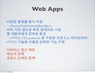 Web Apps

          - iPhone/iPad/Android/BlackBerry


      - HTML5, CSS, Javascript
     HTML5




	    	    	 
 