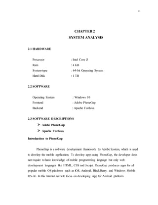 Hybrid Application Development documentation report (MCA Project) | DOCX