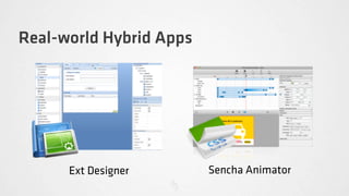 Real-world Hybrid Apps




      Ext Designer       Sencha Animator
 
