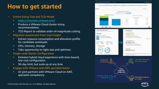 © 2018 Amazon Web Services, Inc. or its Affiliates. All rights reserved.
How to get started
• Online Sizing Tool and TCO M...