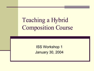 Teaching a Hybrid Composition Course ISS Workshop 1 January 30, 2004 