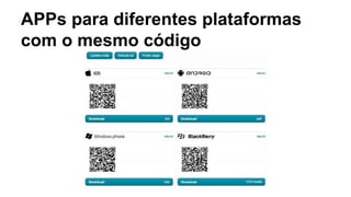APPs para diferentes plataformas 
com o mesmo código 
 