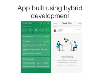 App built using hybrid
development
 