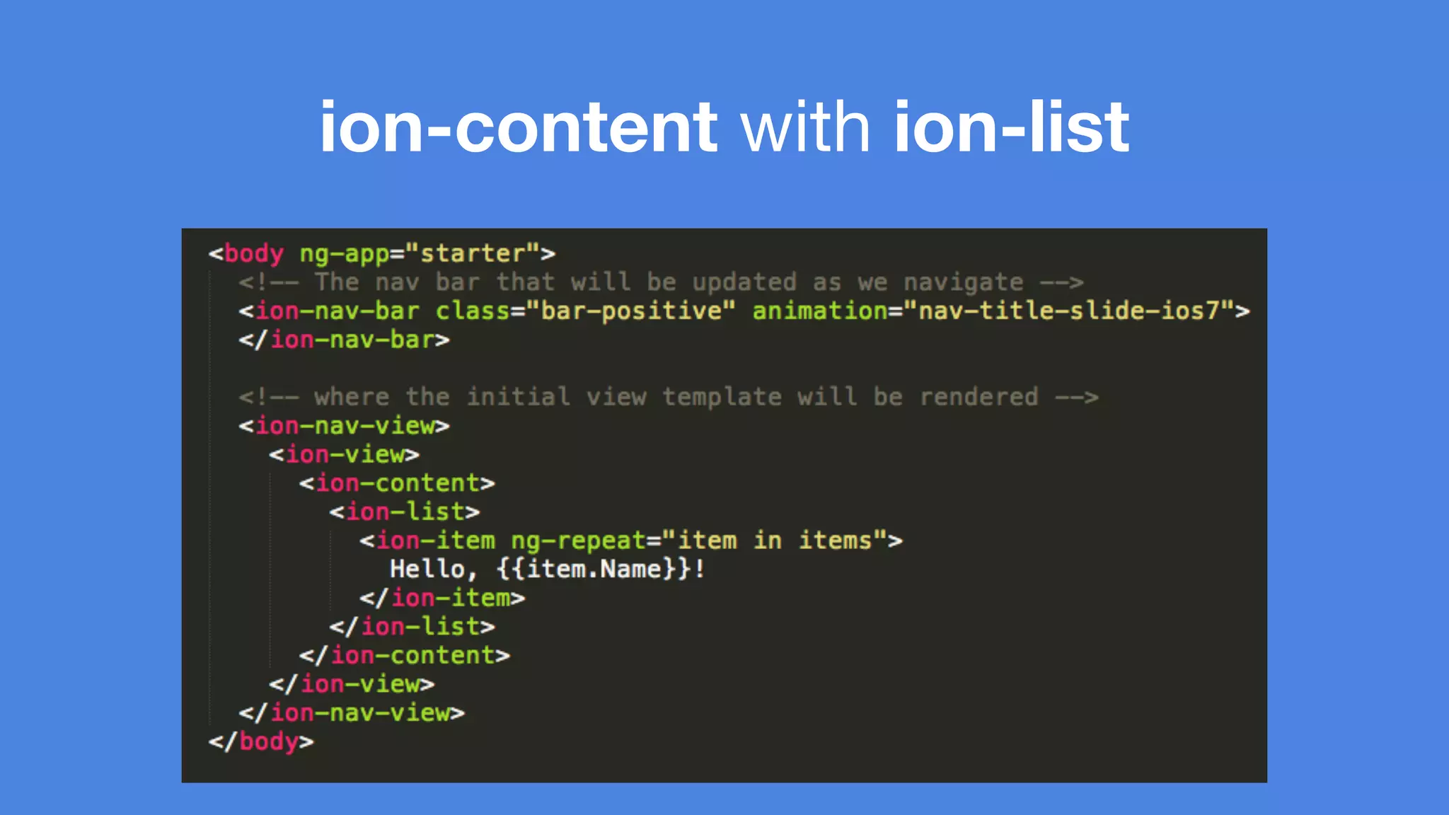ion-content with ion-list 
 