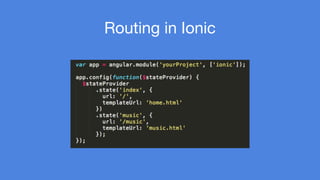 Routing in Ionic 
 