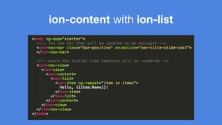 ion-content with ion-list 
 