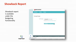 Showback Report
Showback report
is available
under the
Budgeting
functionality
 