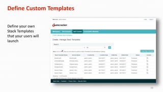 33
Define Custom Templates
Define your own
Stack Templates
that your users will
launch
 