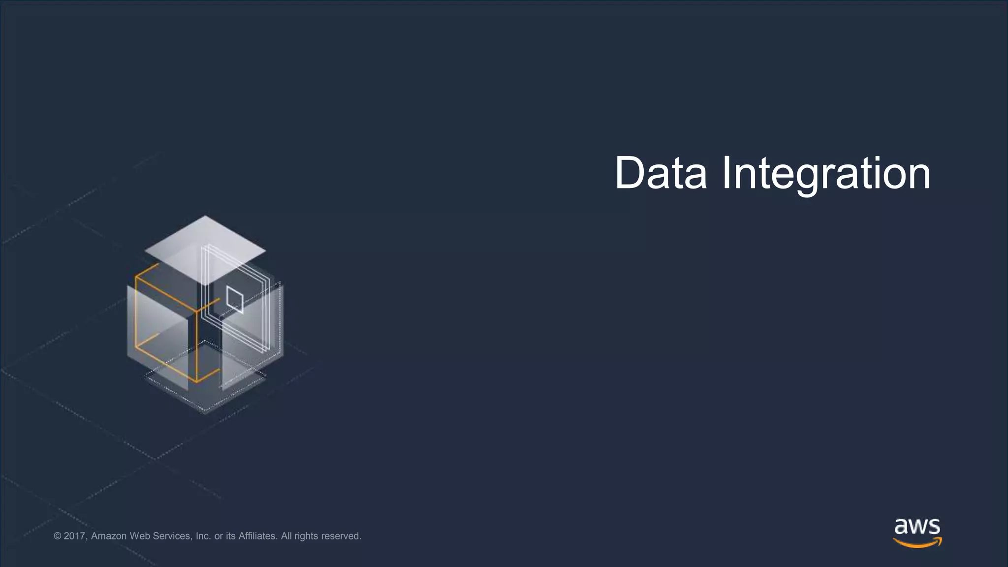 © 2018, Amazon Web Services, Inc. or its Affiliates. All rights reserved.© 2017, Amazon Web Services, Inc. or its Affiliates. All rights reserved.
Data Integration
 