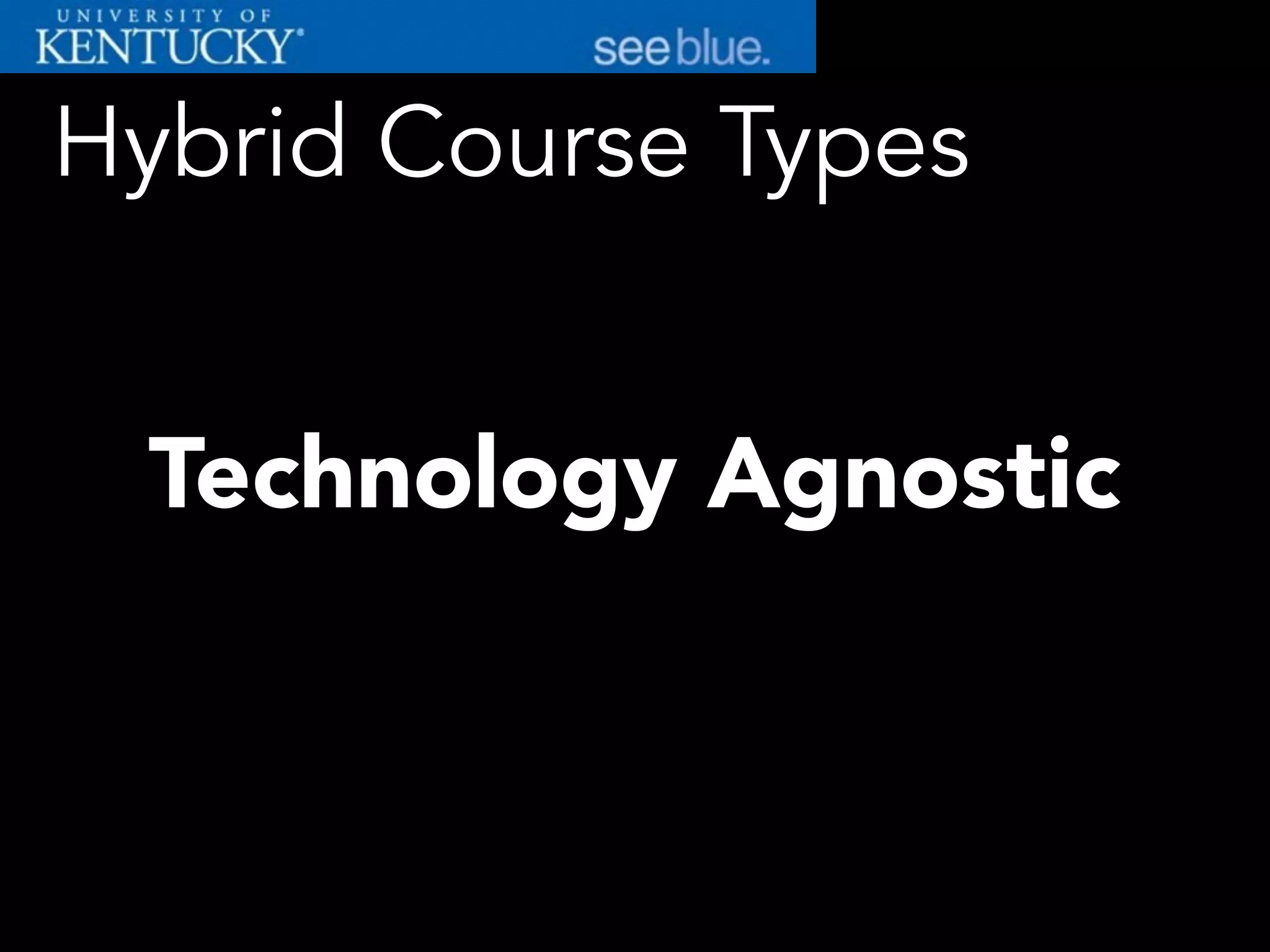 Hybrid Course Types
Technology Agnostic
 