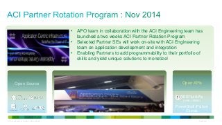 • APO team in collaboration with the ACI Engineering team has 
launched a two weeks ACI Partner Rotation Program 
• Select...