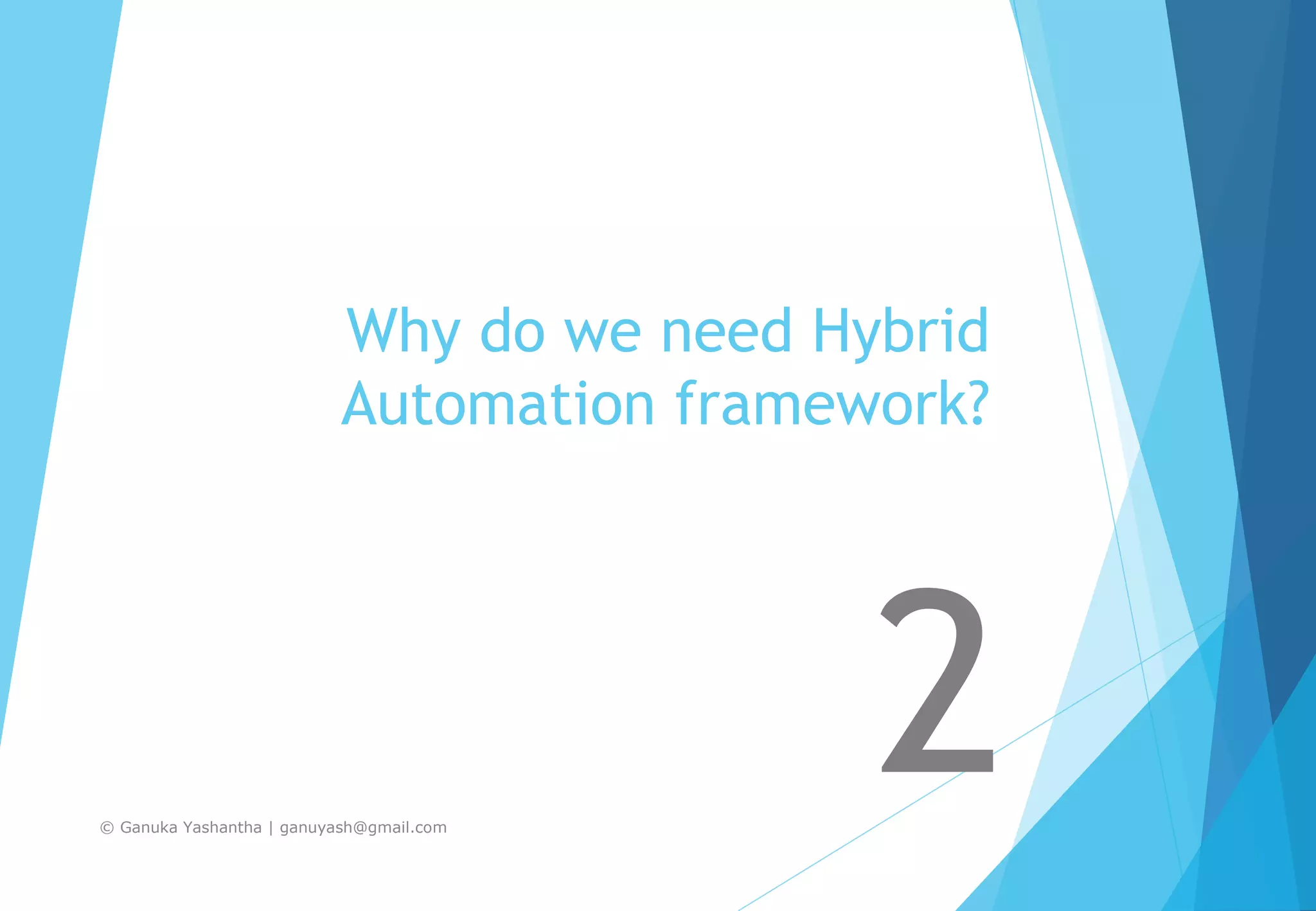 Why do we need Hybrid Automation framework? 2© Ganuka Yashantha | ganuyash@gmail.com 