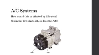 A/C Systems
How would this be effected by idle-stop?
When the ICE shuts off, so does the A/C!
 