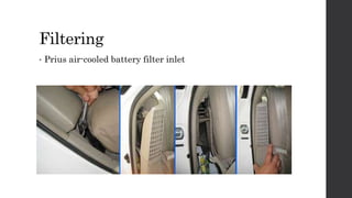 Filtering
• Prius air-cooled battery filter inlet
 