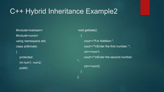 Hybrid inheritance | PPT image.