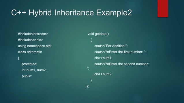 Hybrid inheritance | PPT image.
