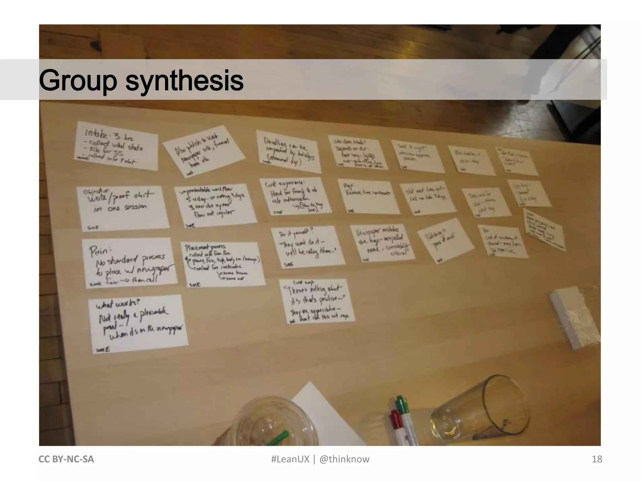 18CC BY-NC-SA #LeanUX | @thinknow	Group synthesis