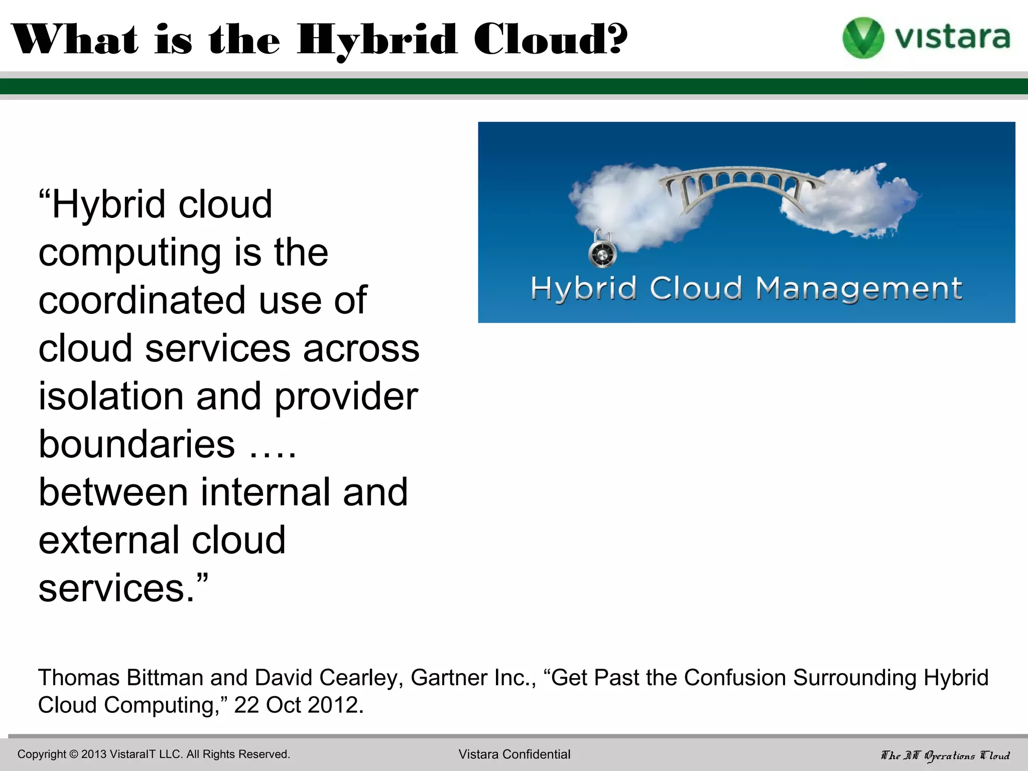 • Public cloud
• Hybrid cloud
• Hybrid IT
• How Vistara can help
Agenda
 